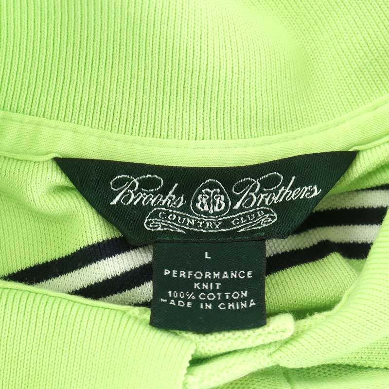 ブルックスブラザーズ BROOKS BROTHERS ポロシャツ 半袖 ボーダー コットン L ライトグリーン /AN38 ■OM メンズ_画像3