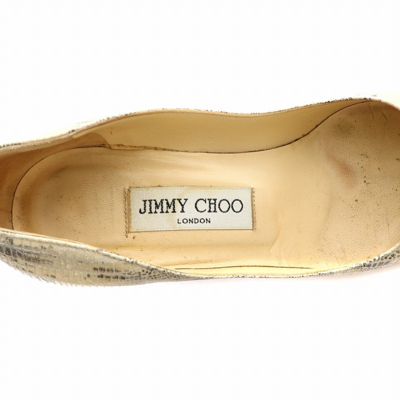 ジミーチュウ JIMMY CHOO パンプス ハイヒール リザード型押し レザー 36 23.0cm アイボリー /NW14 レディースの画像7