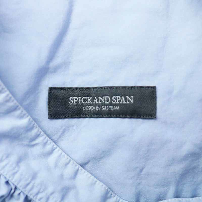 スピック&スパン Spick&Span バンドカラーシャツワンピース ロング 長袖 リボンベルト 水色 /SY33 レディース_画像8