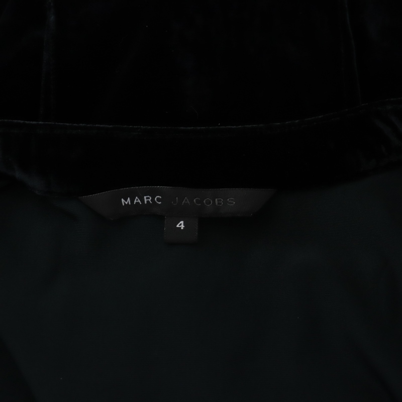 マークジェイコブス MARC JACOBS ワンピース ベロア フリル ミニ 絹混 シルク混 七分袖 4 M 黒 ブラック_画像7