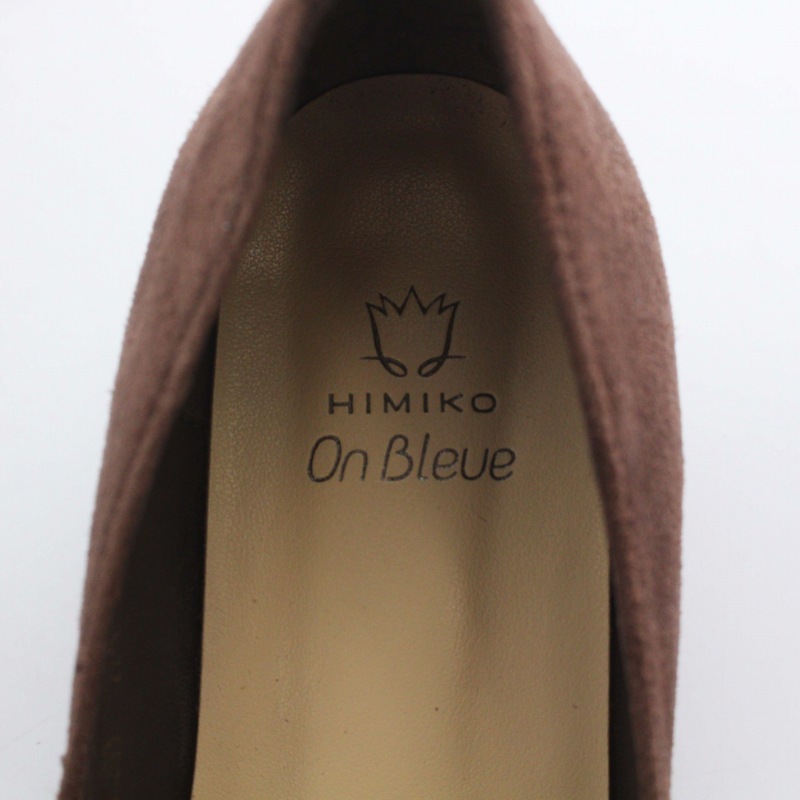 ヒミコオンブルー HIMIKO On Bleue ボロネーゼ製法 パンプス チャンキーヒール スエード ポインテッドトゥ 22.5cm 茶 ブラウン_画像5
