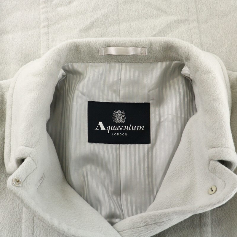 アクアスキュータム AQUASCUTUM ステンカラーコート ロング シングル アンゴラ ウール混 10 L ライトグレー /NW38 ■GY09 レディース_画像8