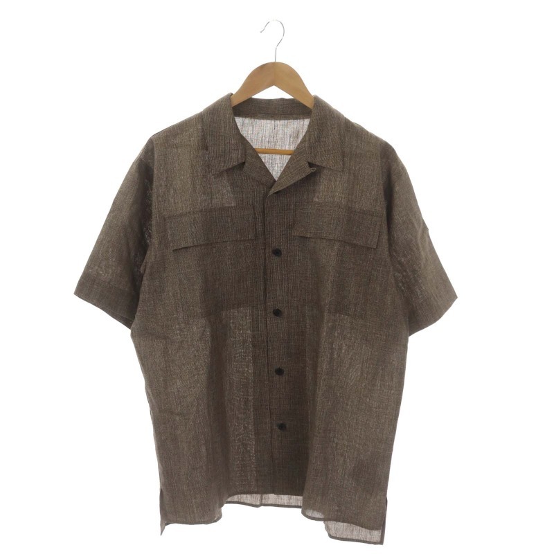  pohs tere gun toPOSTELEGANT 22SS LINEN WOOL S/SLEEVE SHIR футболка . минут рукав 38 чай цвет белый Brown белый /CM #OS мужской 