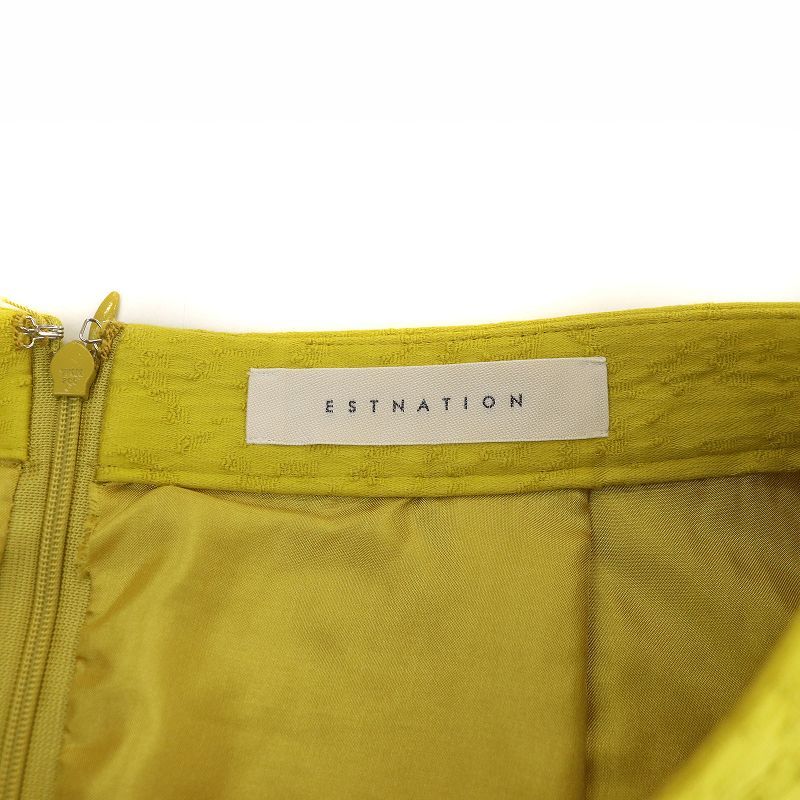 エストネーション ESTNATION フレアスカート ひざ丈 フェイクラップ ジャガード 36 S 黄色 イエロー /SI26 レディースの画像8