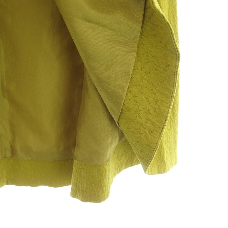 エストネーション ESTNATION フレアスカート ひざ丈 フェイクラップ ジャガード 36 S 黄色 イエロー /SI26 レディースの画像7