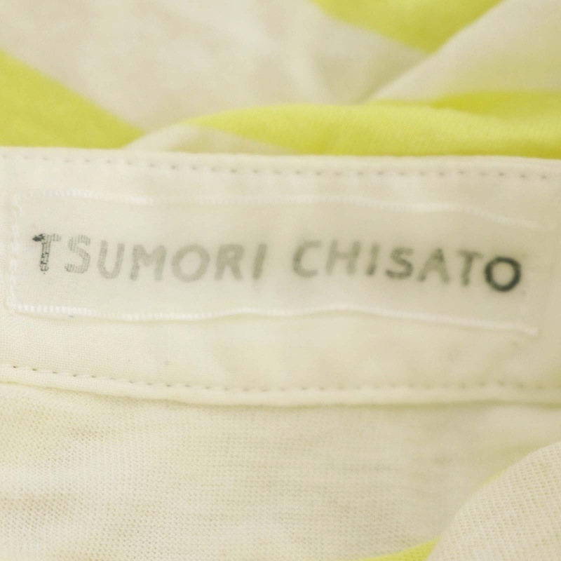 ツモリチサト TSUMORI CHISATO ノースリーブ ボーダー カットソー プルオーバー 2 黄色 白 イエロー ホワイト /CM ■OS レディース_画像3