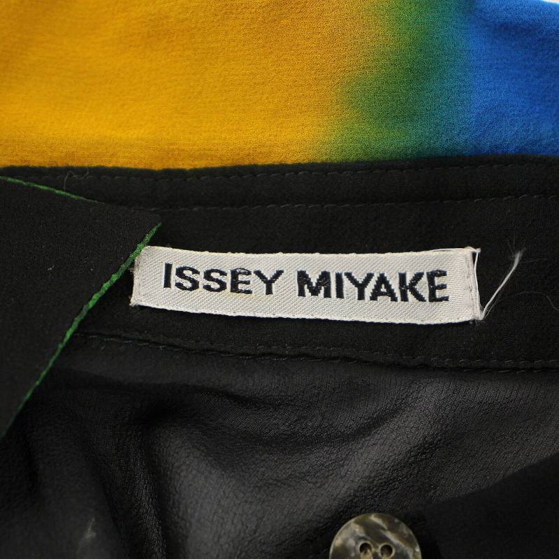 イッセイミヤケ ISSEY MIYAKE セットアップ 上下 シャツ ブラウス 長袖 フレアスカート ロング シルク 総柄 M L マルチカラー_画像7