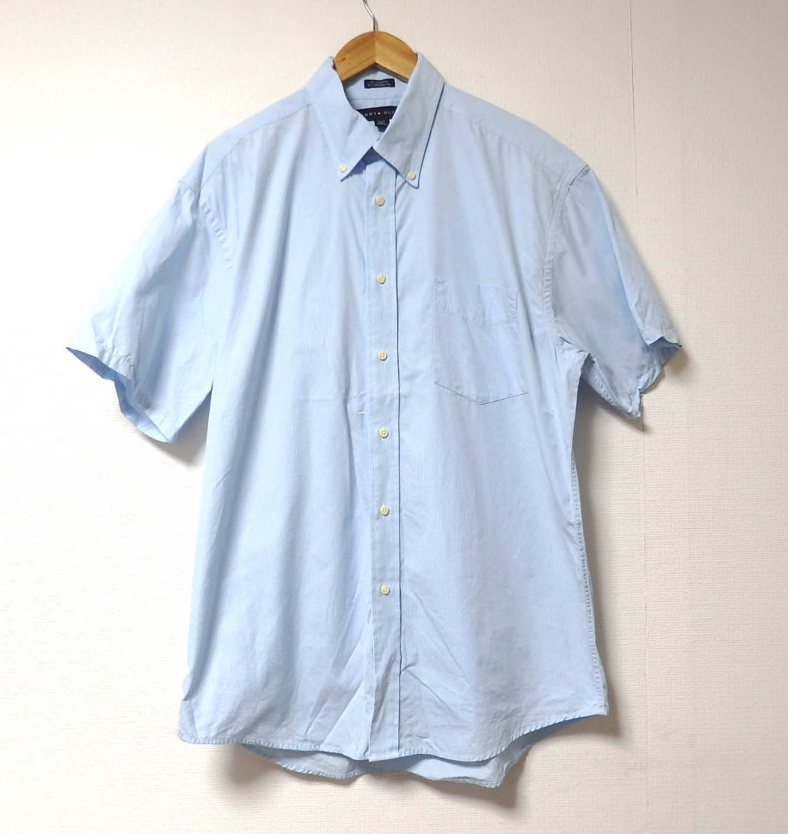 送料無料】トミーヒルフィガー半袖シャツ/BDシャツ 水色 Lサイズ TOMMY
