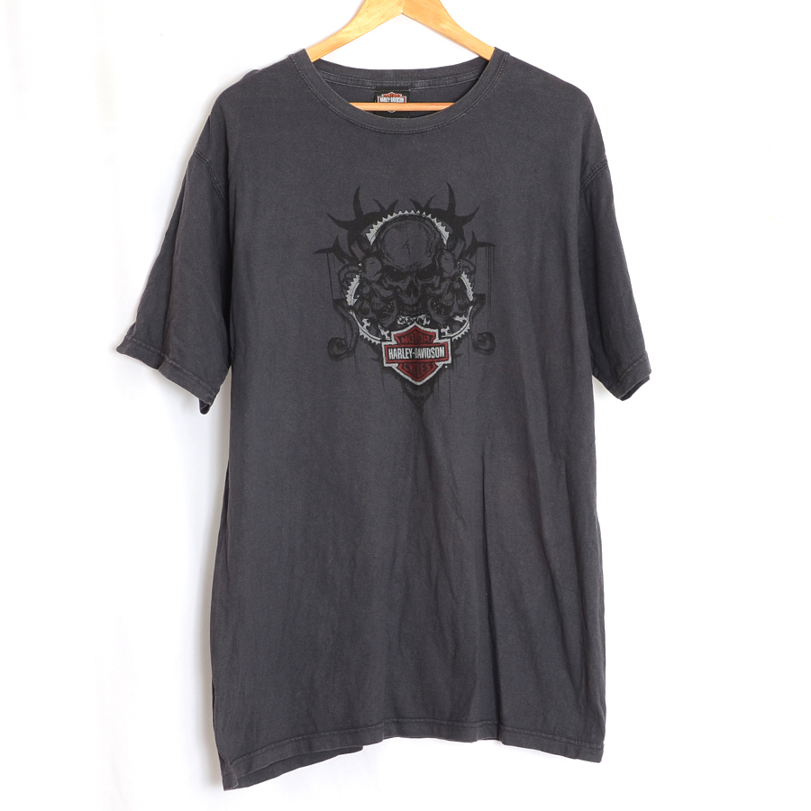 BT2392 ハーレーダビッドソン HARLEY DAVIDSON Tシャツ L 肩48 スカル シカゴ メール便可 xq_画像3