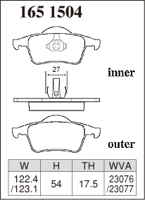 ディクセル ブレーキパッド Mタイプ リア ボルボ V70(II) SB5244AW/SB5254AW 1651504 DIXCEL VOLVO_画像3