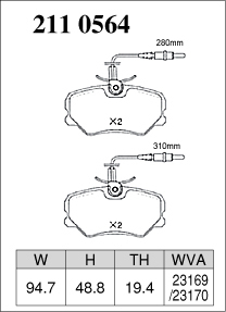  Dixcel brake pad M type front Peugeot 405 15DK/15DKE/15DFW 2110564 DIXCEL