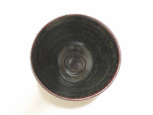 XU195◇京都 京焼 宮下善爾(作) 錦昴瓷 茶碗 高さ7cm 黄布&共箱 / お茶碗 陶器 茶器 茶道具 骨董品 / 未使用_画像3