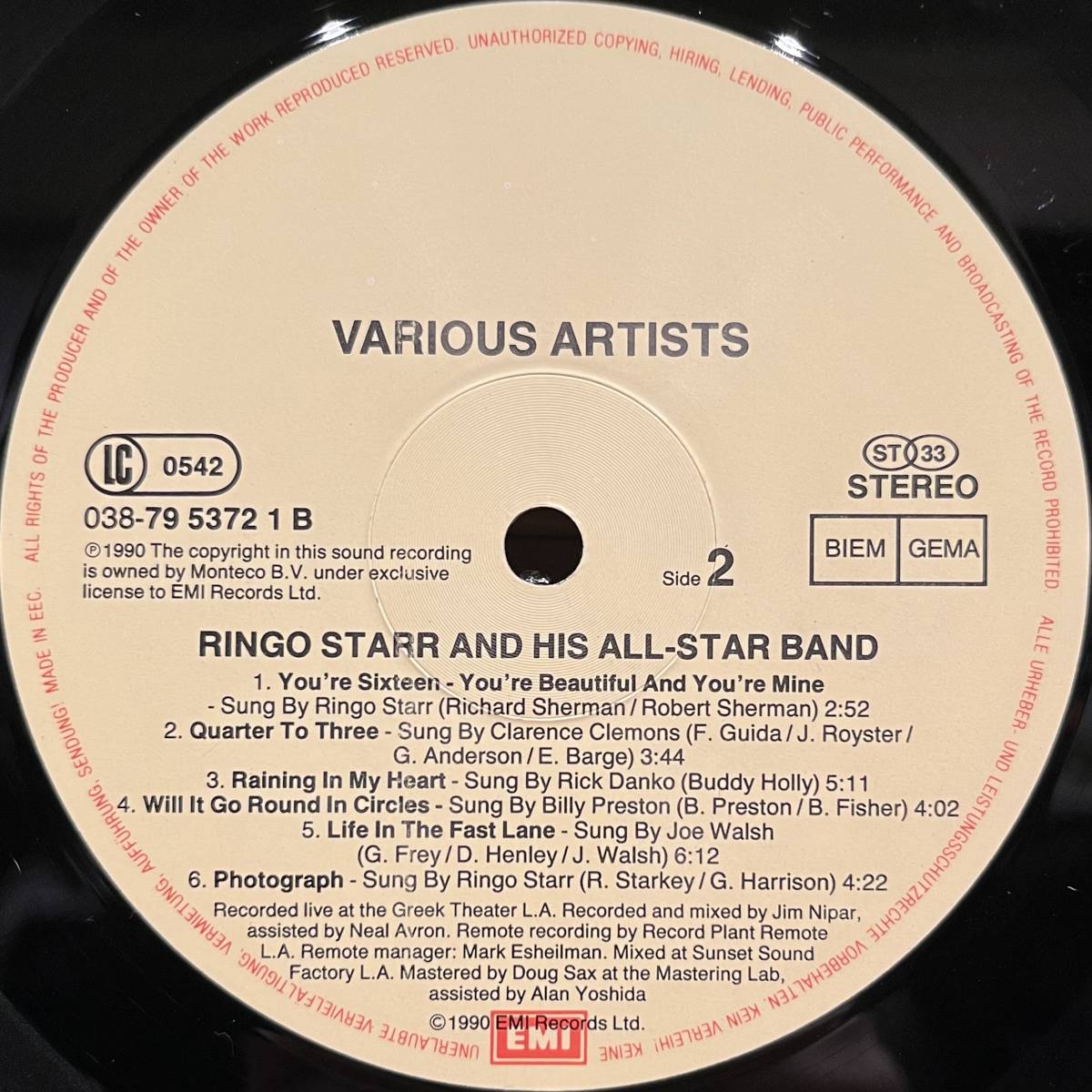 ◇EUオリジナル盤LP◇Ringo Starr And His All-Starr Band 038-79 5372 1 リンゴ・スター The Beatles ビートルズ Dr. John Billy Preston_画像7