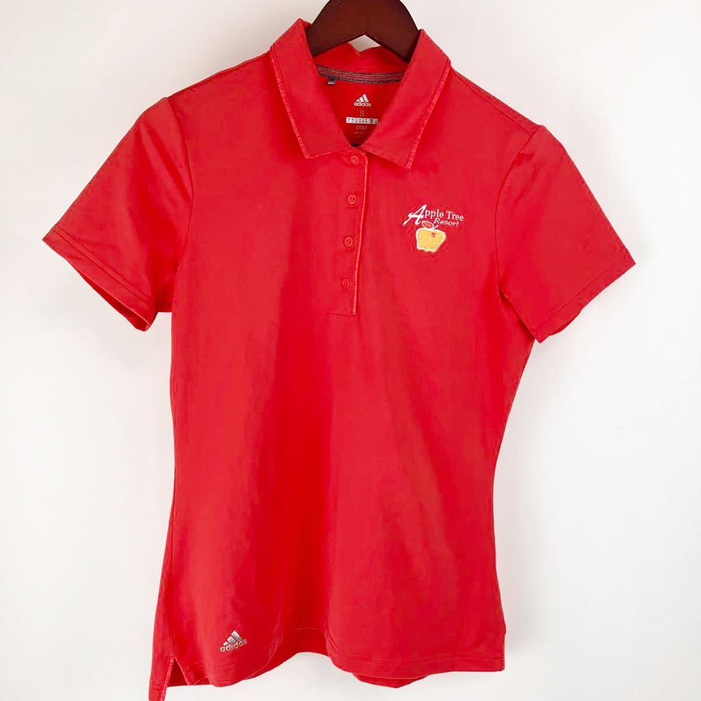 adidas golf アディダス ゴルフ 半袖 ポロシャツ レディース M 赤 アプリコット カジュアル スポーツ トレーニング ウェア シンプル