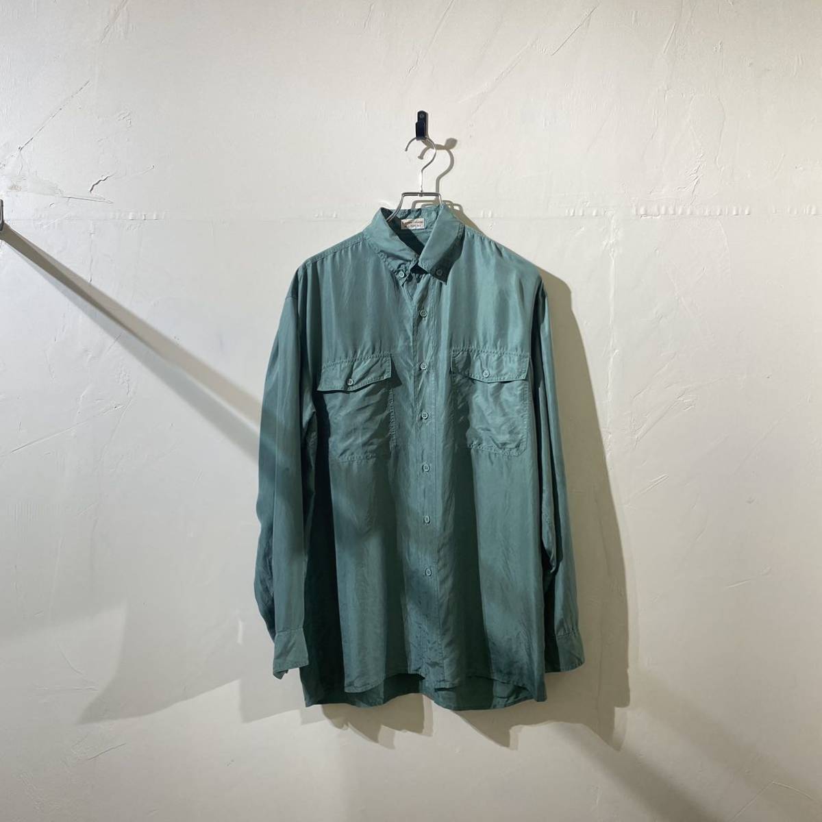 vintage euro silk plain shirt ヨーロッパ古着 ビンテージ シルクシャツ プレーンシャツ デザインシャツ 90s 80s 長袖シャツ