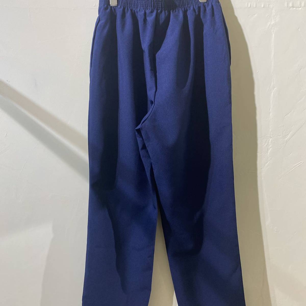 vintage poly easy elastic pants 古着 ビンテージ ポリパンツ イージーパンツ エラスティックパンツ ウエストゴム 90s 00s ネイビー_画像6