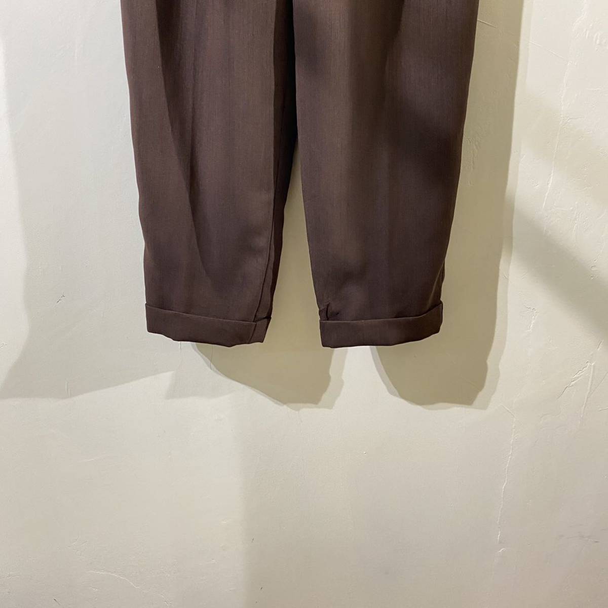 vintage rayon poly tuck slacks pants 古着 ビンテージ ルーマニア製 レーヨンスラックス ポリスラックス ワイドパンツ 90s 80s_画像4