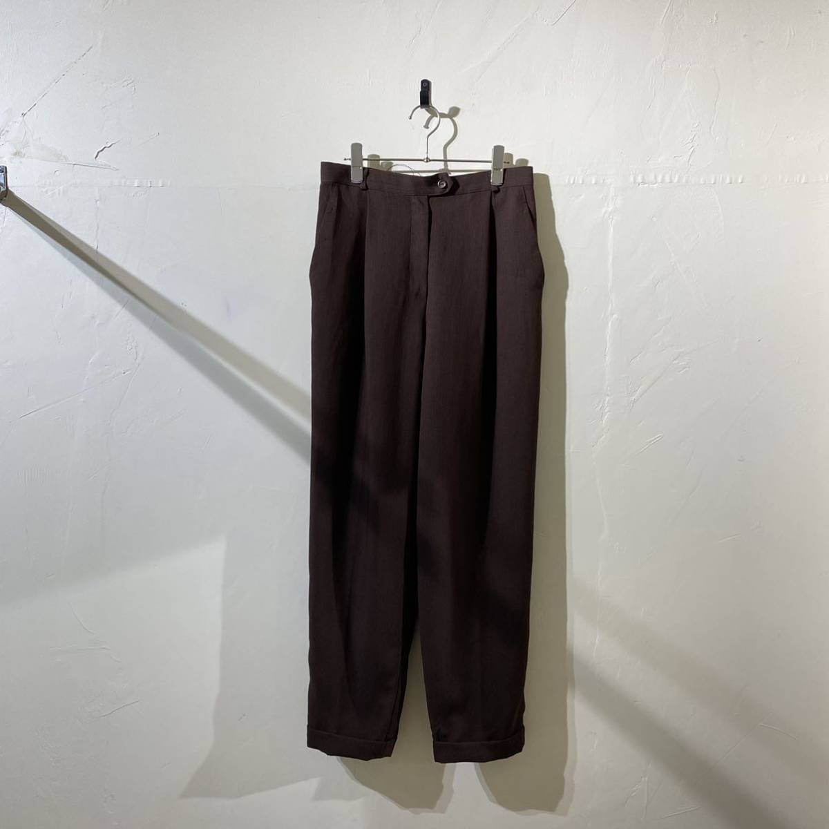 vintage rayon poly tuck slacks pants 古着 ビンテージ ルーマニア製 レーヨンスラックス ポリスラックス ワイドパンツ 90s 80s