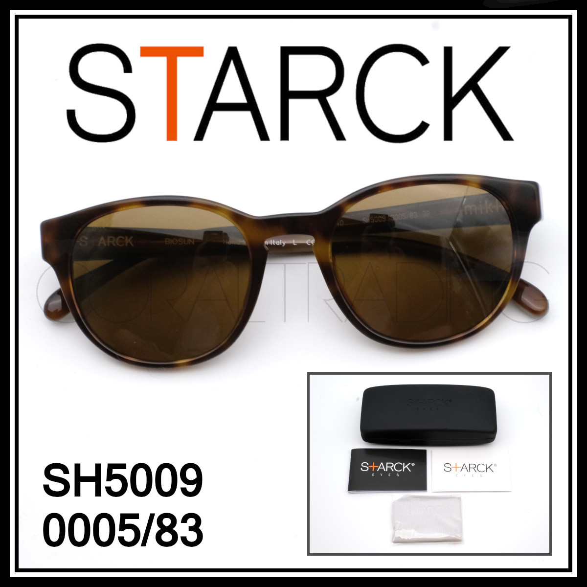 23361★新品本物！STARCK EYES SH5009 0005/83 べっ甲柄 サングラス スタルクアイズ アランミクリ キーホールブリッジ 偏光レンズ_画像1