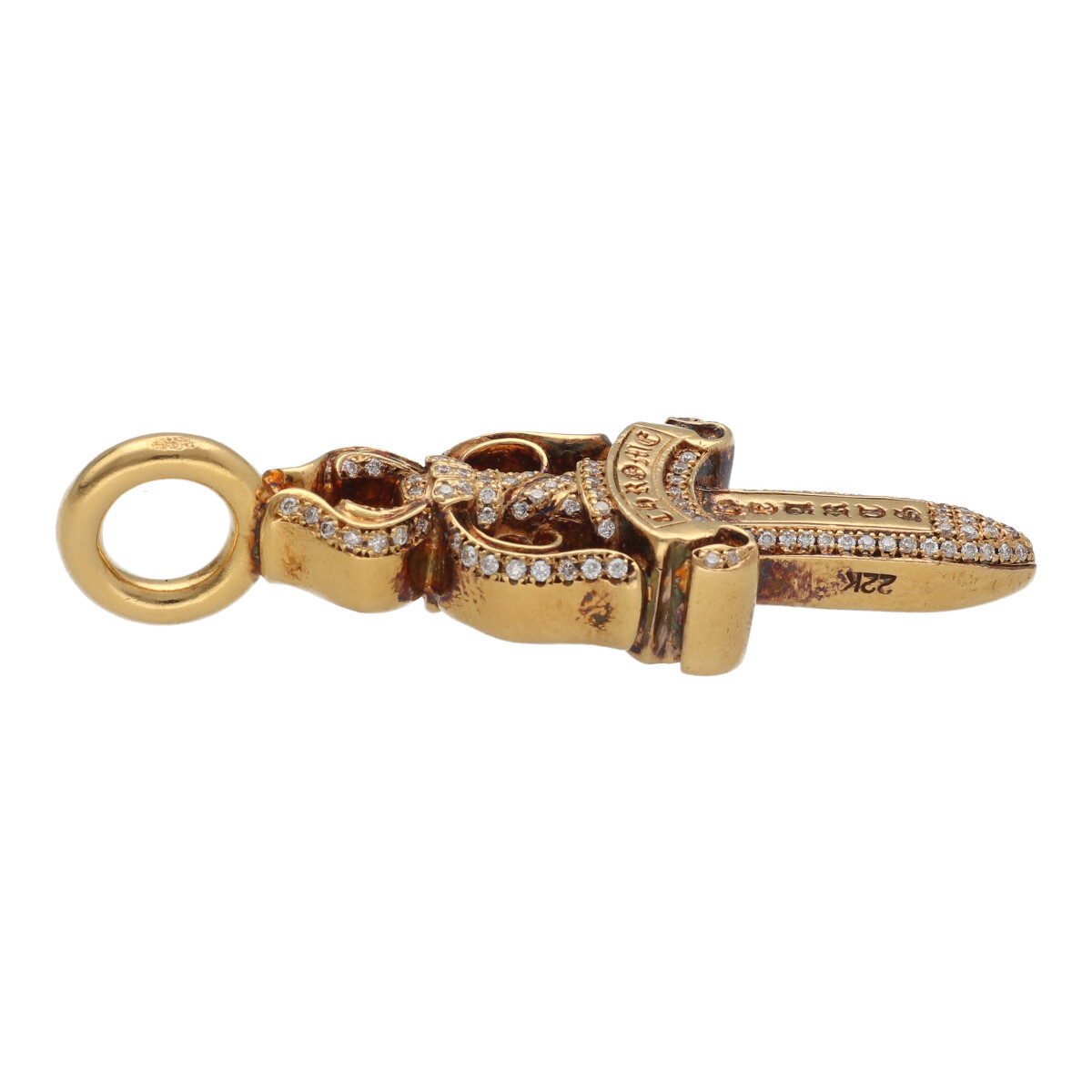 【中古】 CHROME HEARTS クロムハーツ ダブルダガー 22K パヴェダイヤ ペンダントトップ ネックレス 19001239 AO_画像5