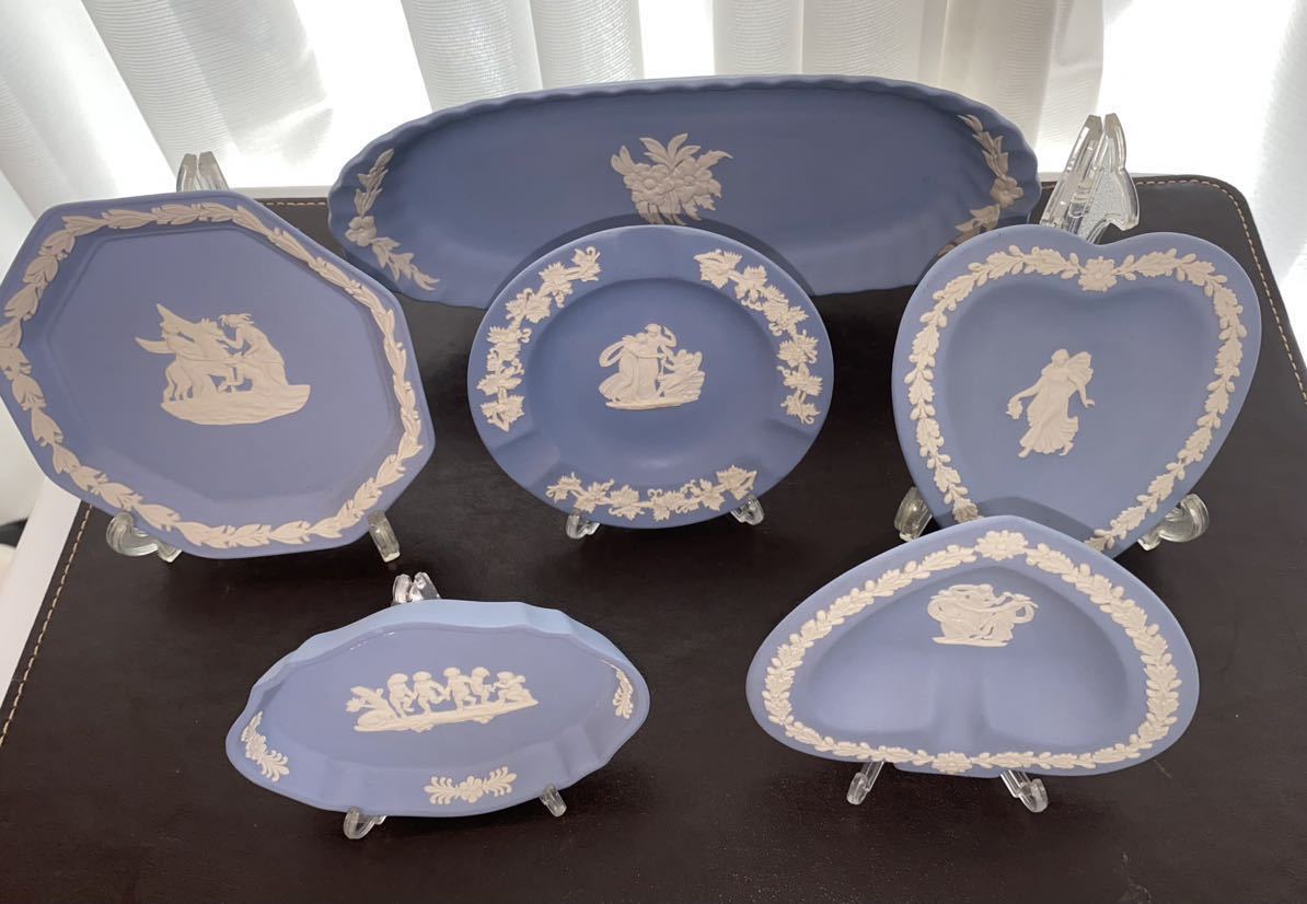 ウェッジウッド ジャスパー 飾り皿 アッシュトレイ　6枚セット 丸皿 ハート エンジェル WEDGWOOD