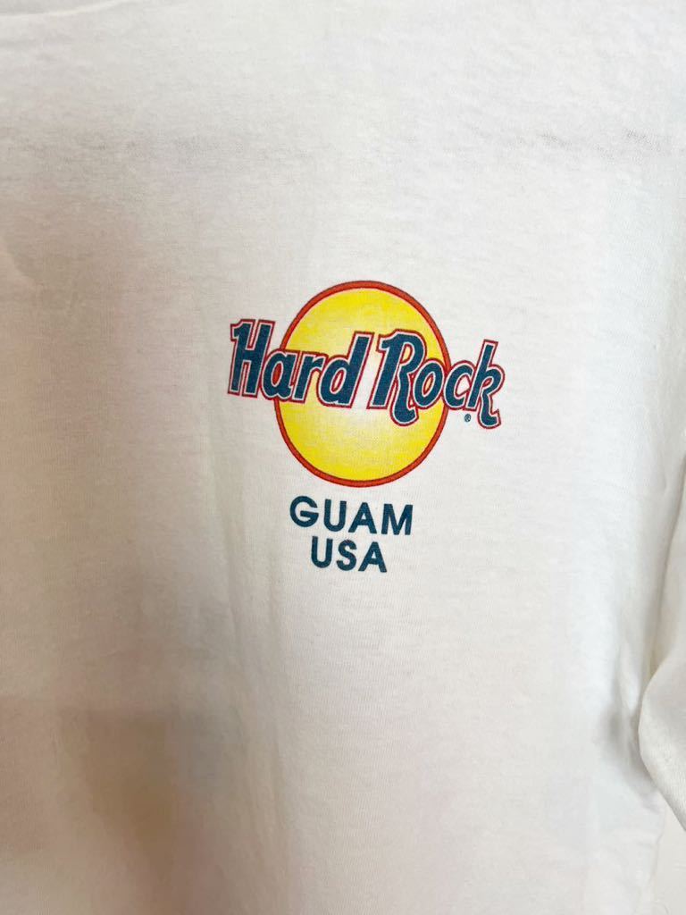 MADE IN USA Hard Rock CAFE Tシャツ GUAM ハードロックカフェ 半袖 白 ビンテージ 古着 Mの画像3