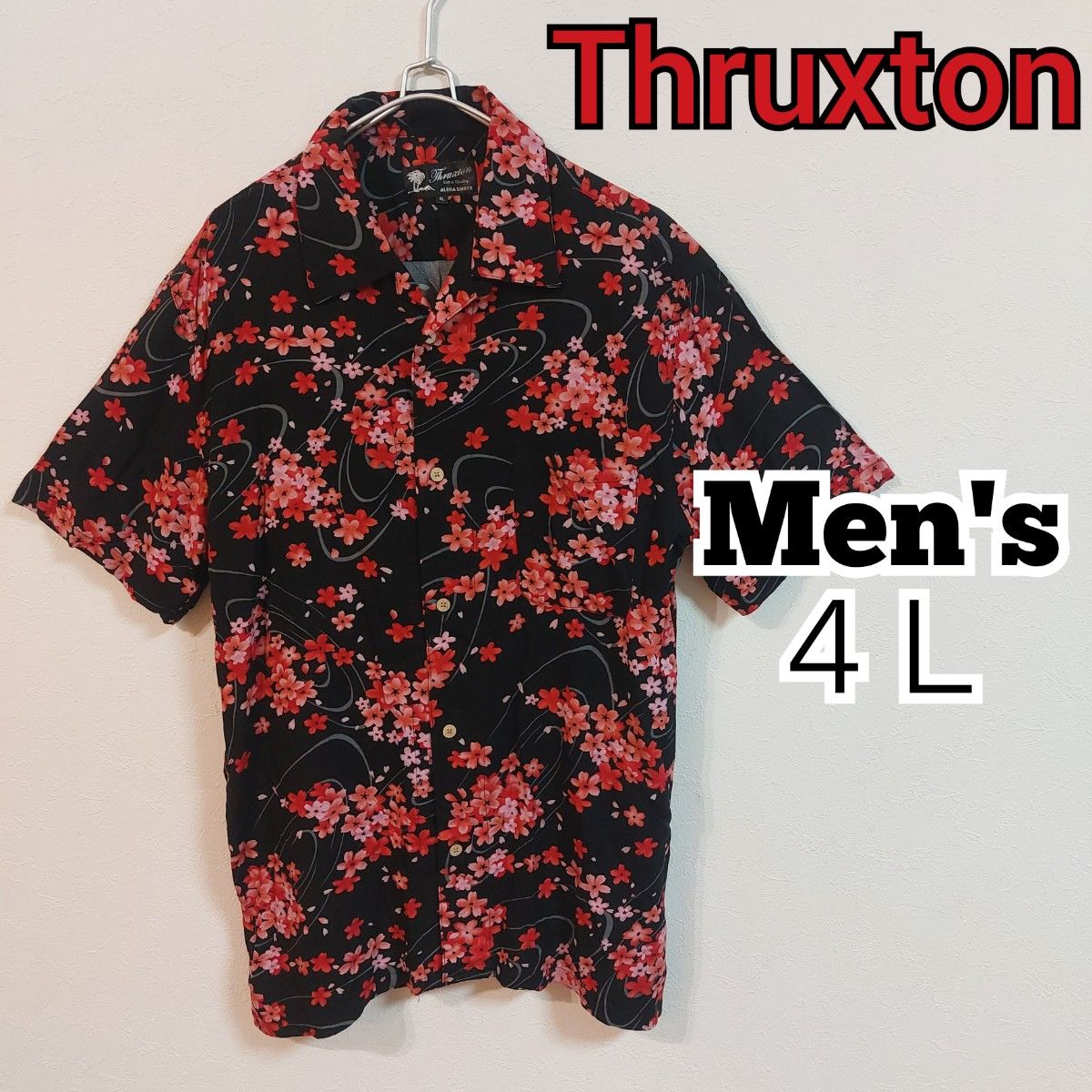 【Thruxton】スラクストン アロハシャツ メンズ４Ｌ レーヨン１００% ハワイアンシャツ 大きいサイズ