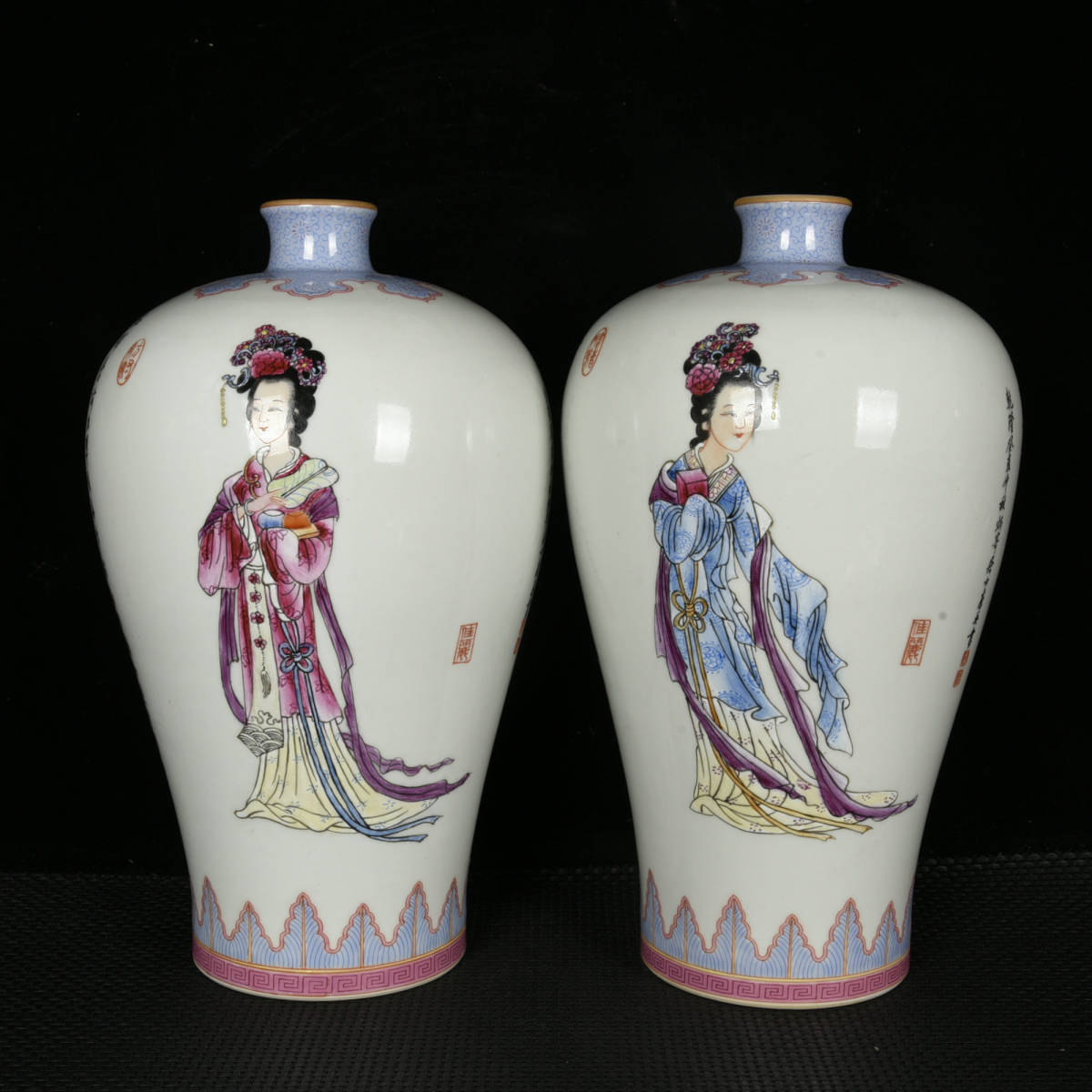 中国 古美術 粉彩 花瓶 大清乾隆年製-