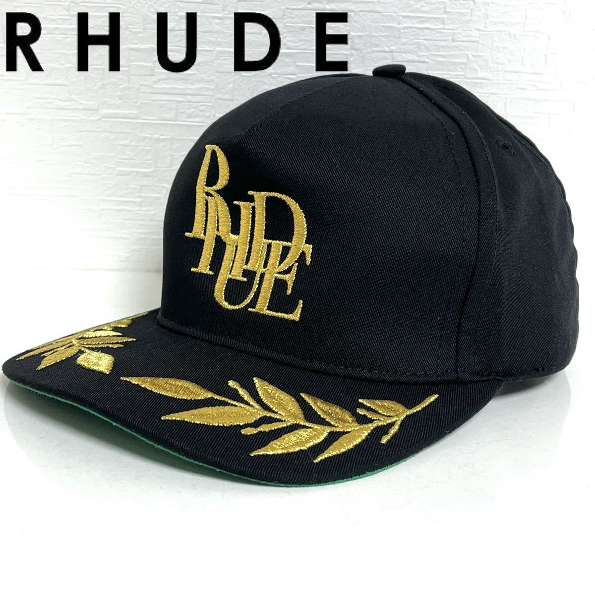 RHUDE ルード PODIUM HAT 刺繍 ポディウムハット スナップバック 2021AW USA製 キャップ 帽子　ブラック　黒色