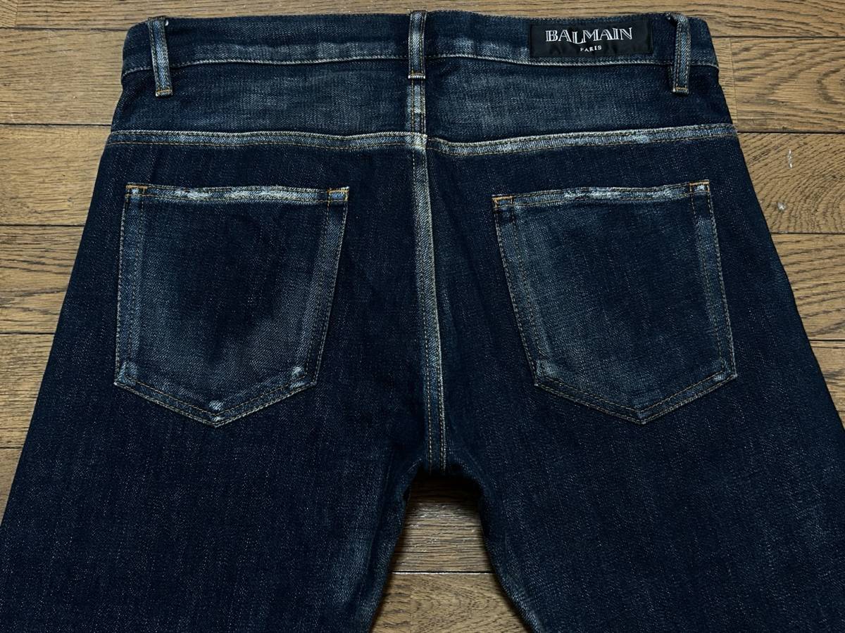 ※BALMAIN バルマン T575C162 デニムパンツ 未裾直 日本製 ブルーベル 濃いめインディゴ 29 　　　　　BJBC.G_画像3