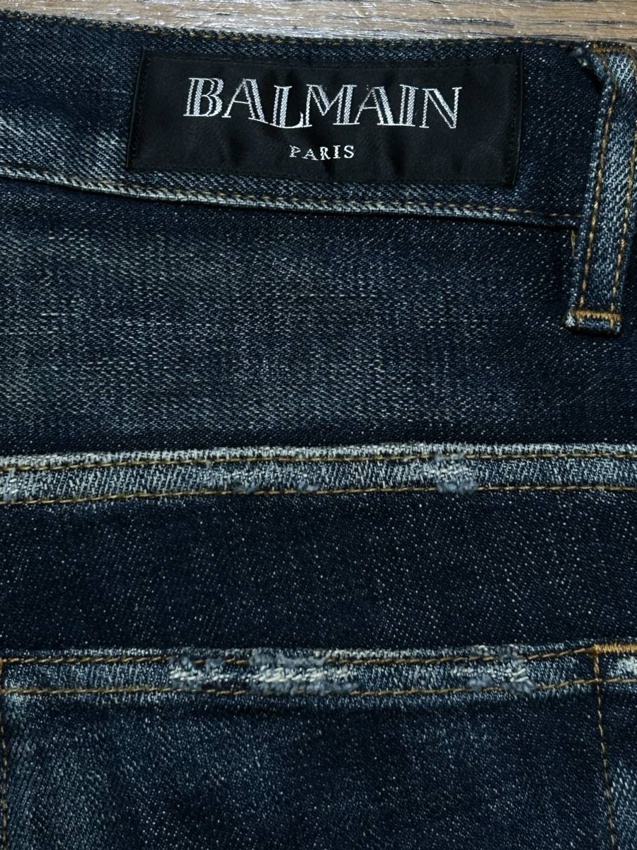 ※BALMAIN バルマン T575C162 デニムパンツ 未裾直 日本製 ブルーベル 濃いめインディゴ 29 　　　　　BJBC.G_画像6