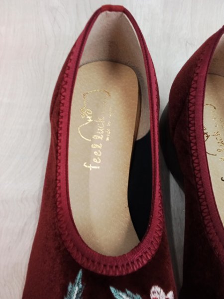 sh0953-3 * free shipping new goods feel luckfi-ru rack lady's pumps 24.0cm wine red series light weight round tu velour style made in Japan shoes 