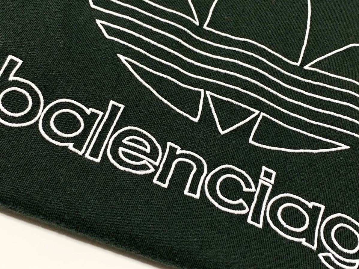 新品《 BALENCIAGA / ADIDAS 》オーバーサイズ Tシャツ 1 / バレンシアガ アディダス OVERSIZED T-SHIRT ロゴ logo tee ダークグリーン_画像3
