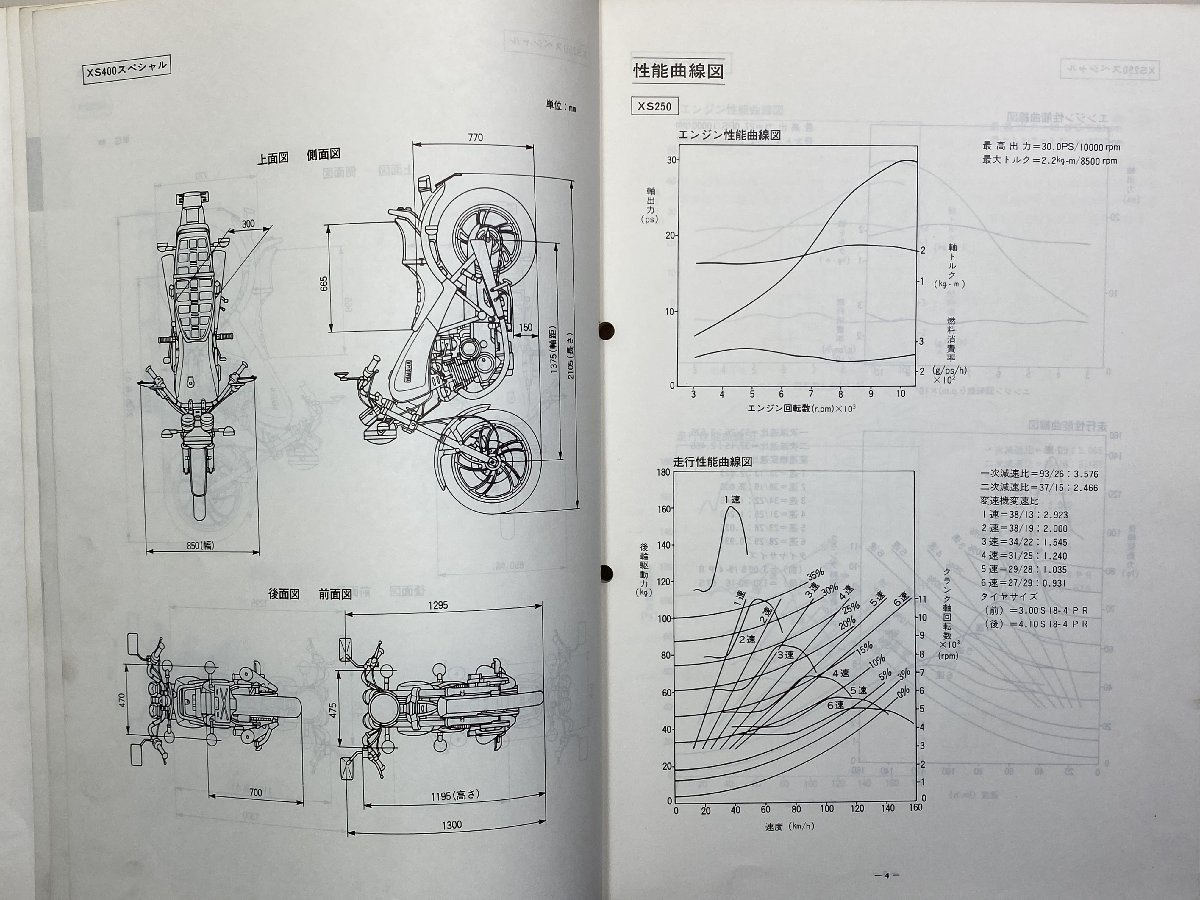 中古本 YAMAHA XS250 400 Special SPORTS サービスマニュアル 昭和57年9月 ヤマハ 17E スペシャル_画像6