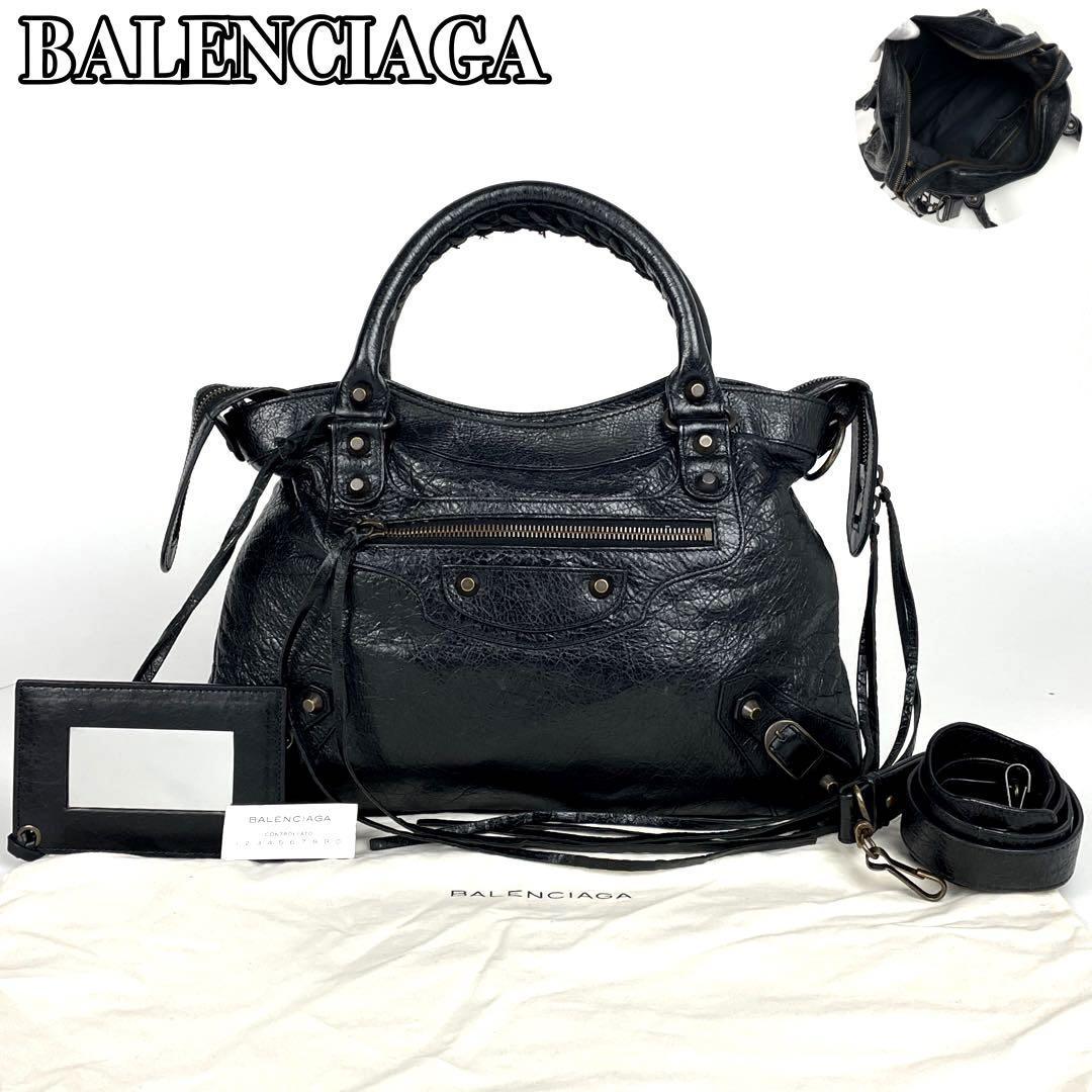 極美品✨バレンシアガ BALENCIAGA レザー ヴィンテージ ハンドバッグ-