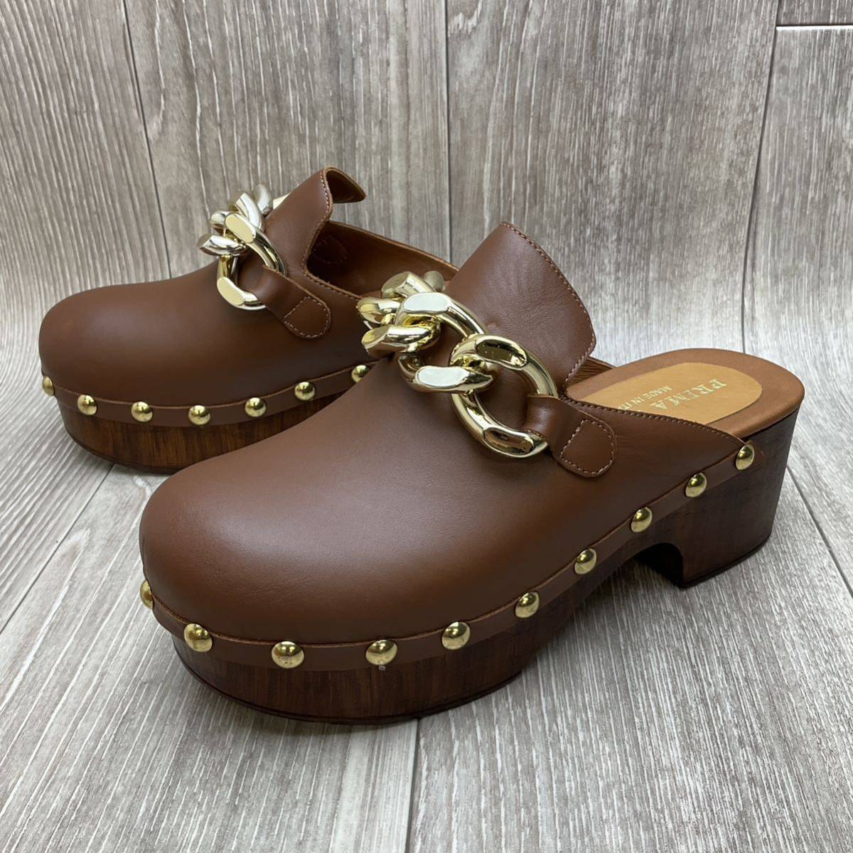 [ outlet ]CORSO ROMA,9 special order * chain sabot sandals * Brown * size 38(24.0cm) Italy made koruso Rome PRIMA MODA