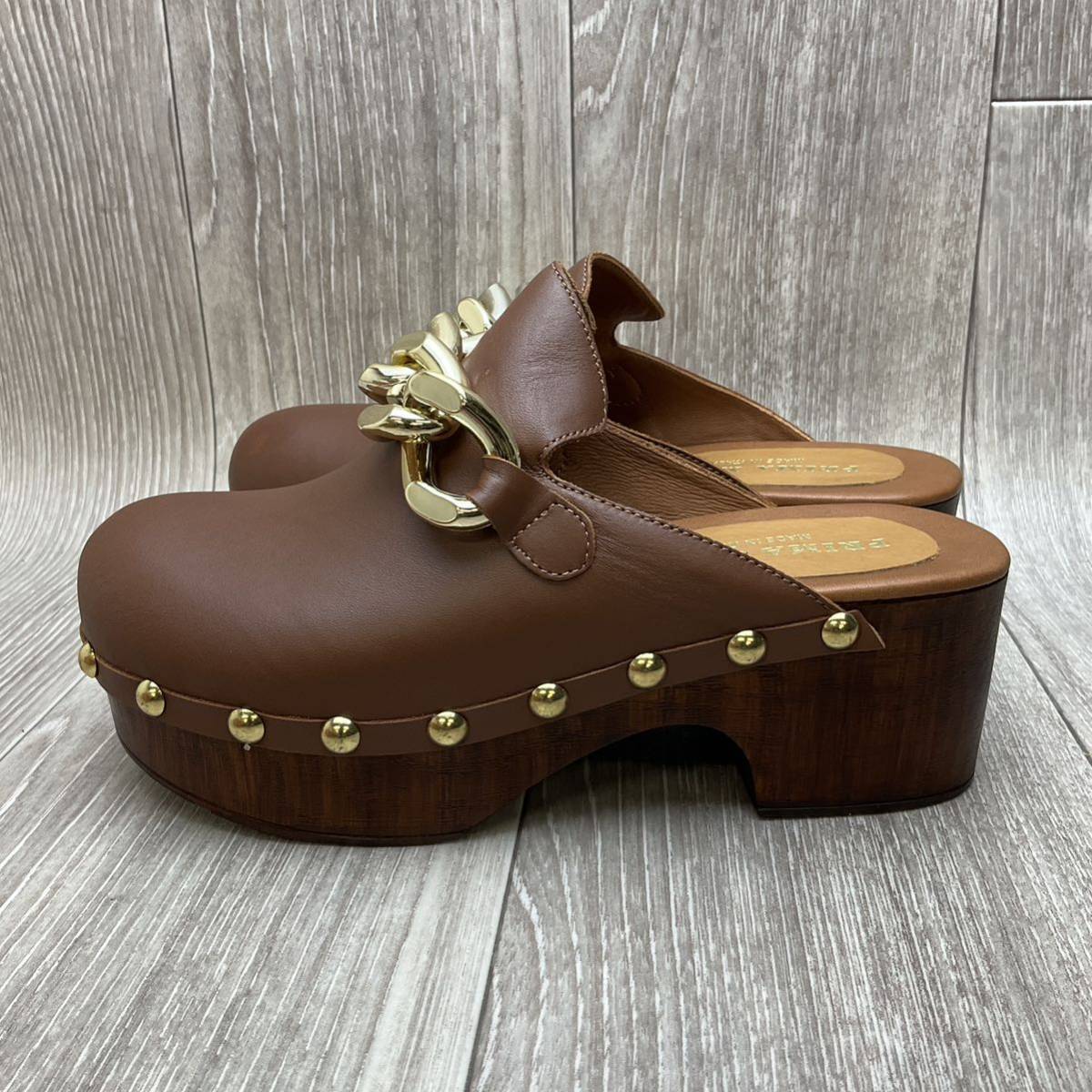 [ outlet ]CORSO ROMA,9 special order * chain sabot sandals * Brown * size 38(24.0cm) Italy made koruso Rome PRIMA MODA