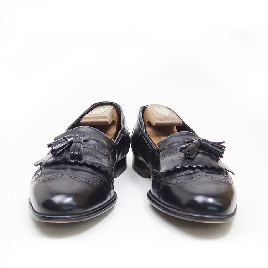 9-1/2 W надпись JOHNSTON&MURPHY John камень &ma-fi- стеганый кисточка Loafer кожа обувь кожа платье обувь черный чёрный /U8506