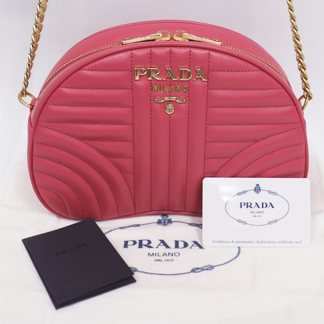 （美品）プラダ PRADA チェーン ショルダー バック レザー ピンク 1BH130 斜め掛け 8148_画像9