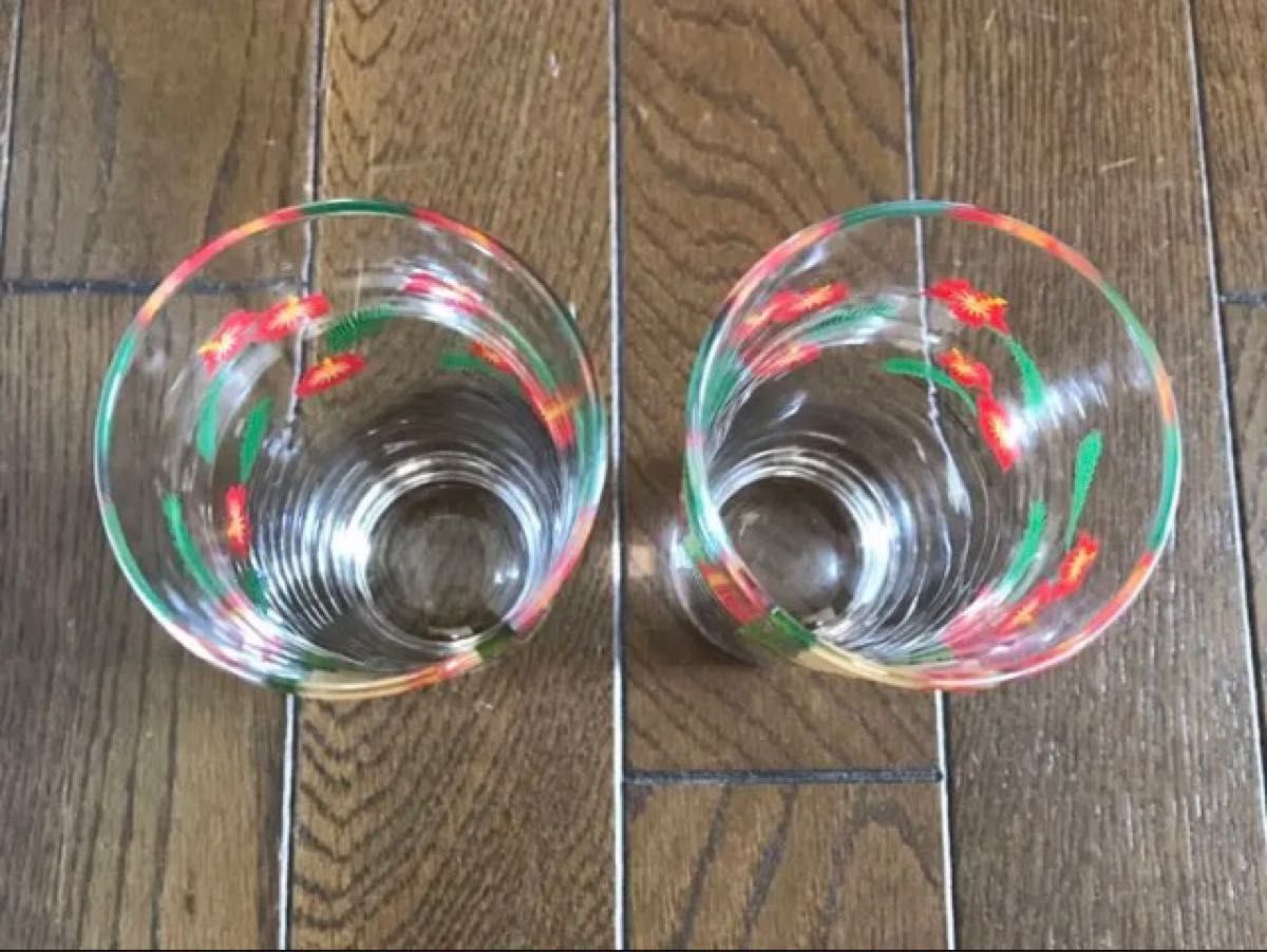 【未使用】ハローキティ ハイビスカス グラス ガラス コップ 2客セット