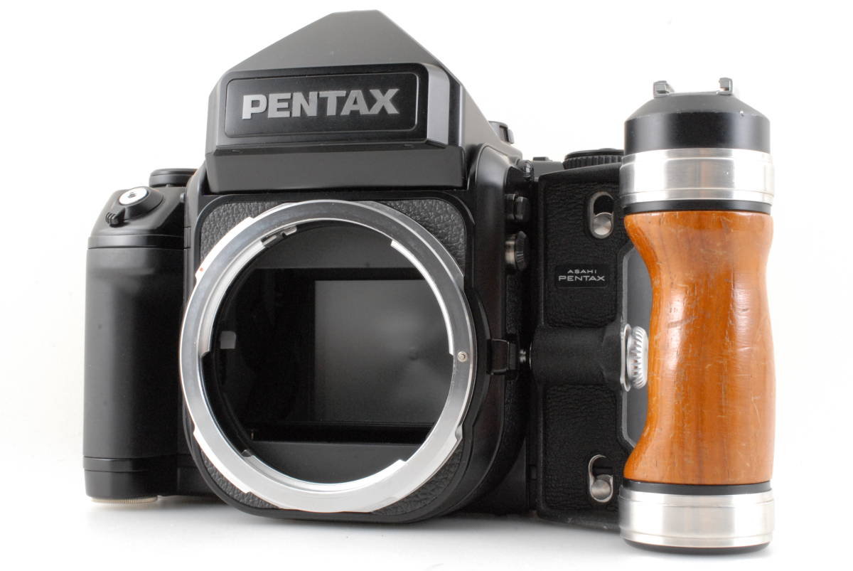 【美品 保障付 動作確認済】PENTAX 67 II Film Camera Body w/ AE Finder + Wood Grip ペンタックス 中判カメラ ウッドグリップ #Q5367