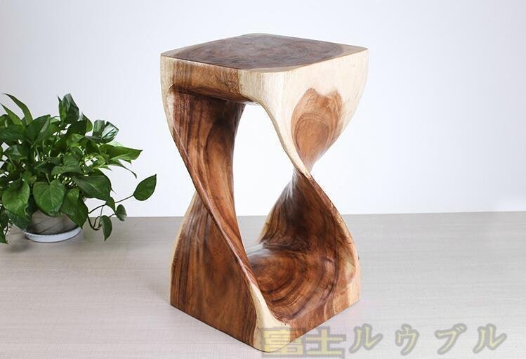 最新な 美品☆ 家庭 置物 花台 椅子 木製 チーク レトロ アンティーク
