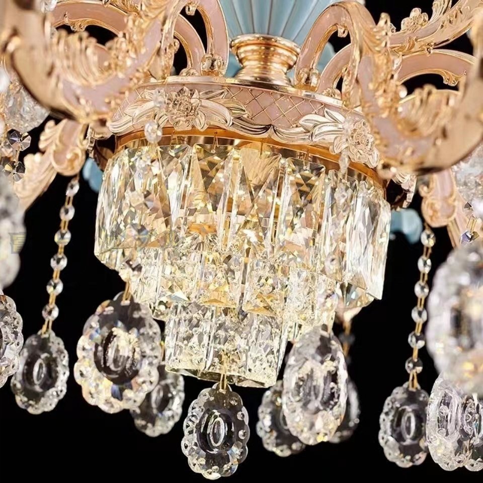  finest quality goods * living chandelier . manner crystal chandelier luxury atmosphere blue color restaurant .. light luxury home use gorgeous holiday house lighting equipment 6 light 