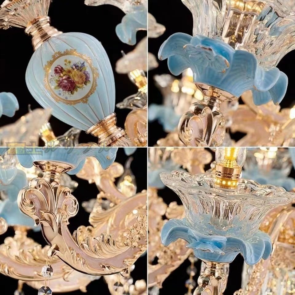 finest quality goods * living chandelier . manner crystal chandelier luxury atmosphere blue color restaurant .. light luxury home use gorgeous holiday house lighting equipment 6 light 