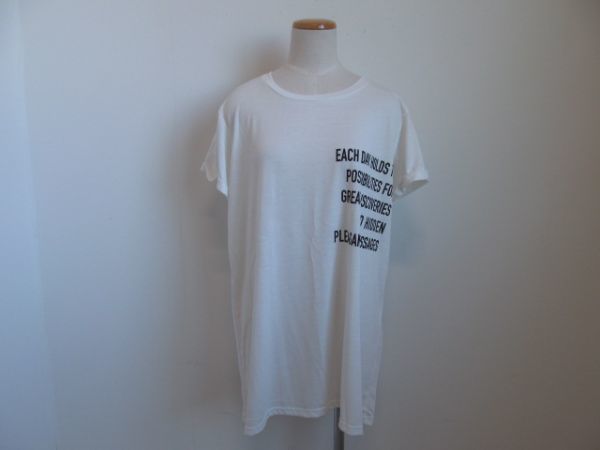 (53966)Raman　レディース　半袖　チュニック　カットソー　Tシャツ　プリント　ホワイト　LL　タグ付き　未使用_写真参照下さい。