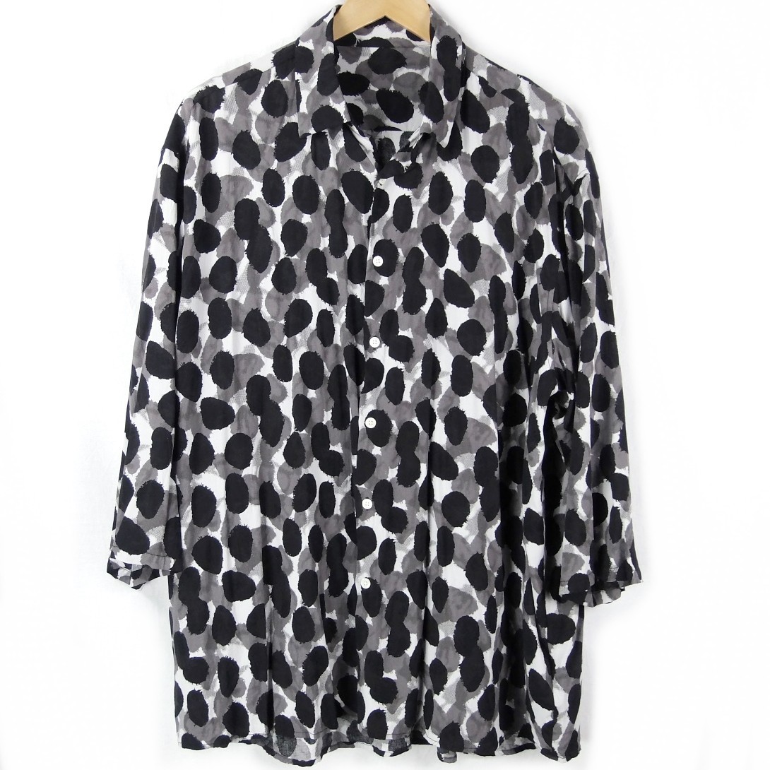 ■SENSE OF PLACE センス オブ プレイス URBAN RESEARCH アーバンリサーチ / メンズ / ブラック × ホワイト / 総柄 レーヨンシャツ size L