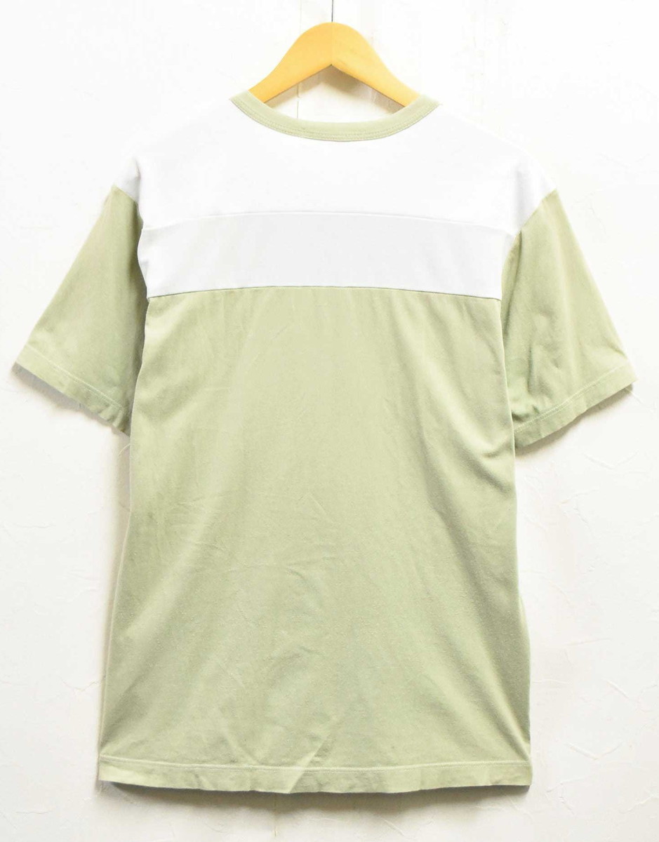 フランス製 コム・デ・ギャルソン シャツ 半袖Tシャツ ライトグリーン系×ホワイト×ライトグレー メンズM(31507