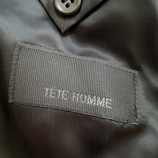 #wnc テットオム TETE HOMME コート M 黒系 フード付き ダブルジップアップ アルパカ混 メンズ [809863]_画像5