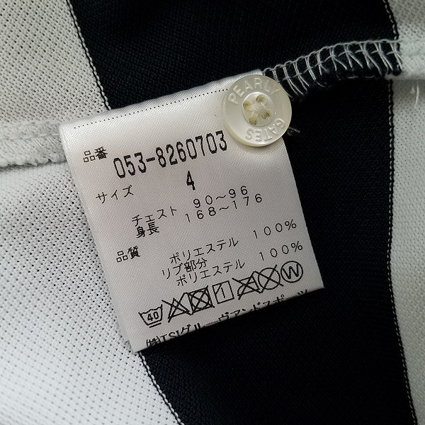 #snc パーリーゲイツ PEARLYGATES ポロシャツ 4 白 紺 半袖 ボーダー ゴルフ 美品 メンズ [796626]の画像4