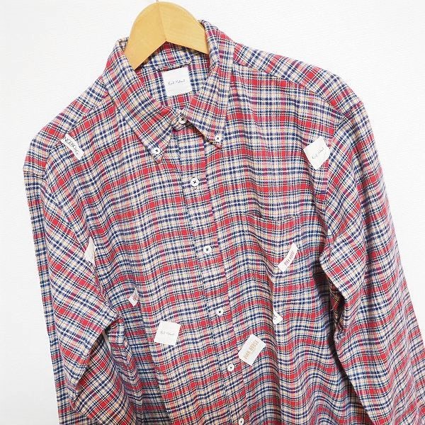 #wnc Karl hell mKarlHelmut long sleeve shirt L red navy blue flannel shirt button down check men's [806413]